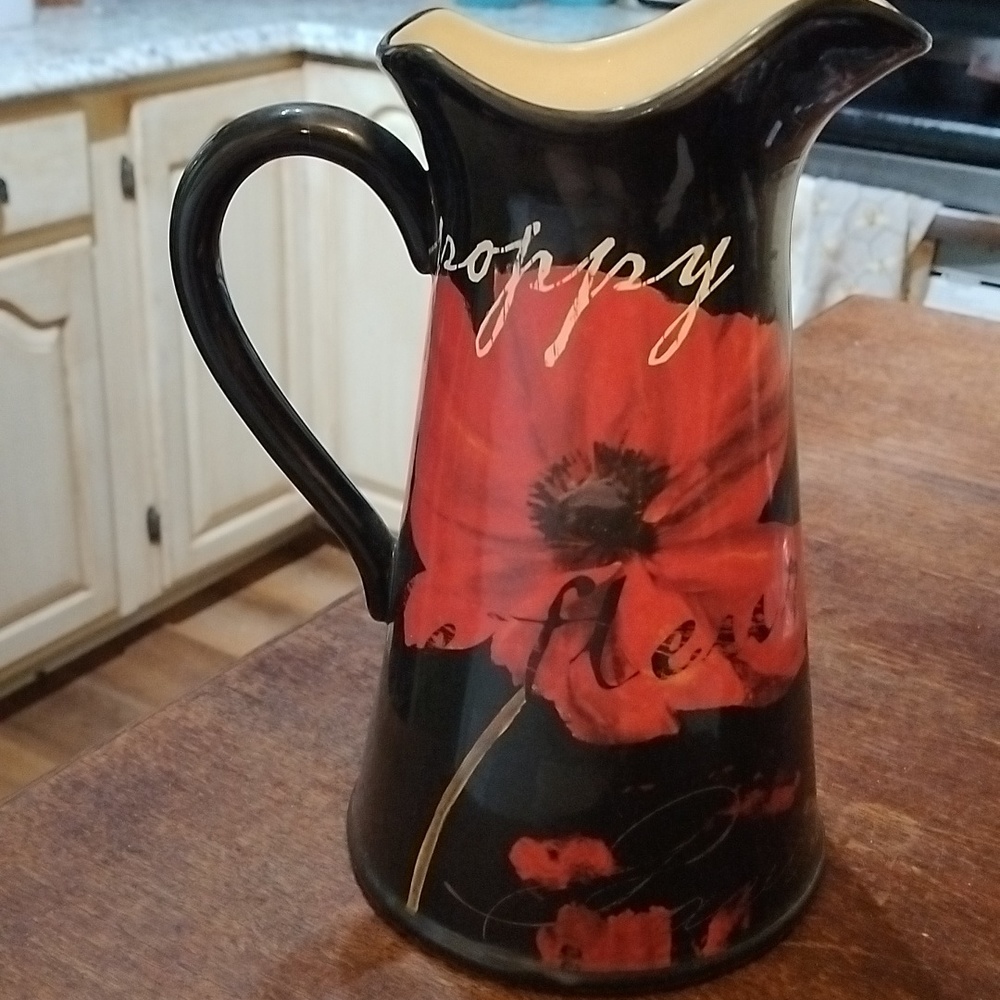 Certified International poppies pitcher. J12GW5 - Picture 4 of 6